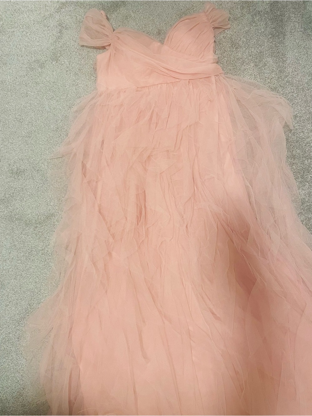 Dusty Pink Off-Shoulder Long Tulle Dress - Picture 2 of 5